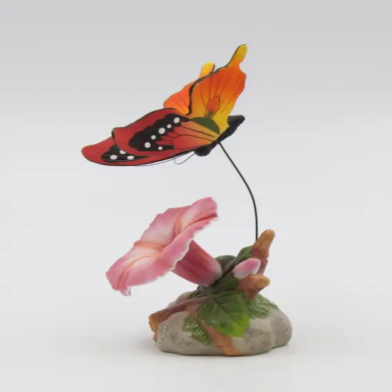 Ceramic Morning Glory Flower with Butterfly Figurine, Home D&eacute;cor, Gift for Her, Gift for Mom, Nature Lover Gift {4}