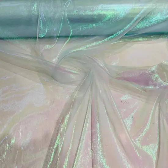 1 Yard Crush Iridescent Organza Fabric Lightweight Sheer Nylon Acrylic for Decor Costumes 44/45 Inch Width Aqua Iridescent {1}