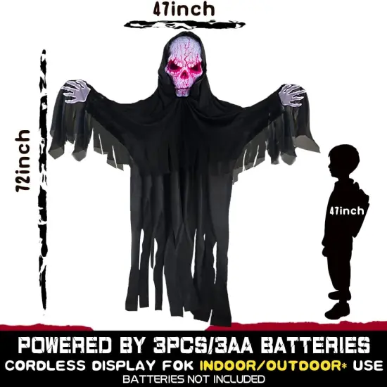 72" Halloween Animatronics Ghost Outdoor Decoration - Reaper {2}