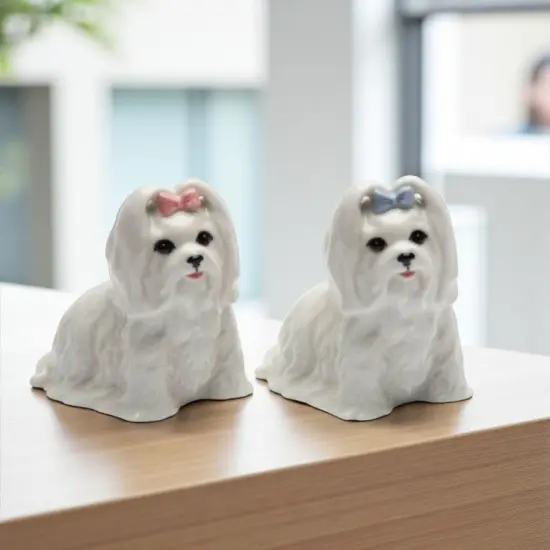 Ceramic Maltese Dog Salt & Pepper Shakers, Home D&eacute;cor, Gift for Her, Gift for Mom, Kitchen D&eacute;cor, Dog Lover Gift, Pet Loss Gift {1}