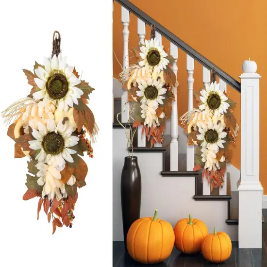 2PCS 18' Fall Swag Teardrop Wreath {1}