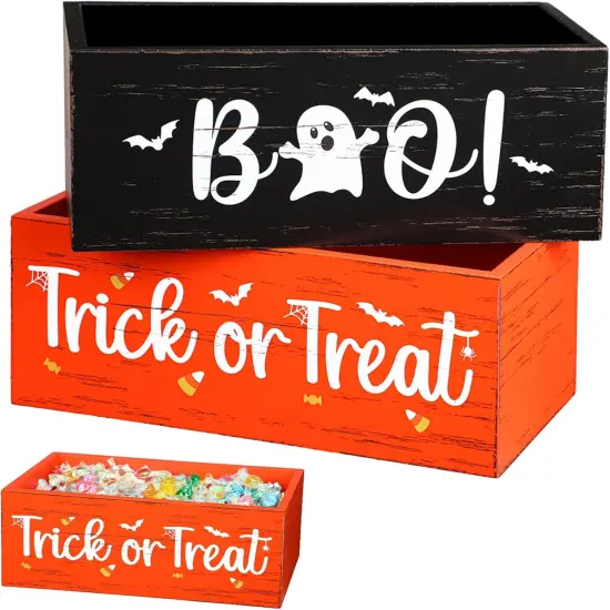 2-Pack Halloween Candy Bowls &ndash; Spider Web Wood Serving Dishes for Trick or Treat & Party Decor {1}