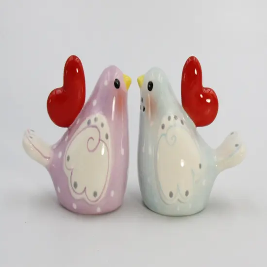 Ceramic Lovebirds with Heart Salt and Pepper Shakers, Romantic Kitchenware, Valentines Day Tableware Decor, Wedding Gift Idea, Anniversary Gift Idea {4}