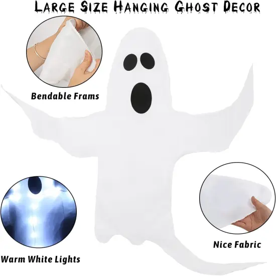 Peek A Boo Hanging Ghost with White Lights {3}