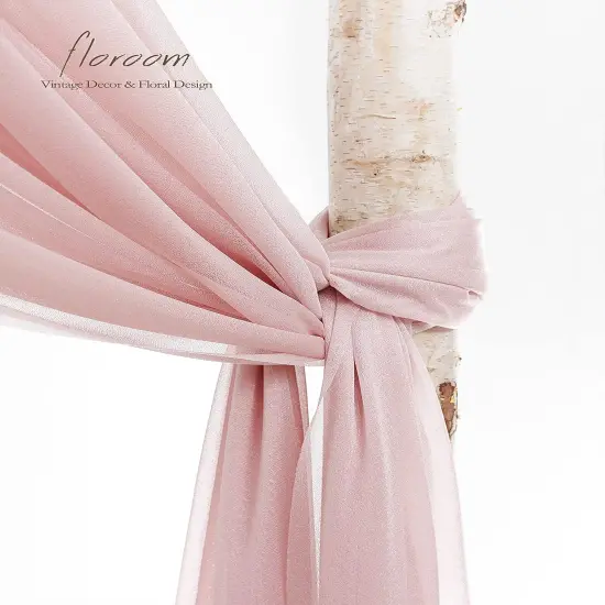 Wedding Arch Draping Fabric 2 Panels 20Ft Dusty Rose Chiffon Fabric Drapes Arbor Drapery Wedding Ceremony Reception Swag Decorations {4}
