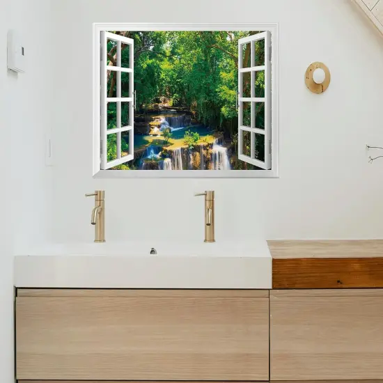 Jungle Waterfall Faux Wall Decal - 24"x16" {3}