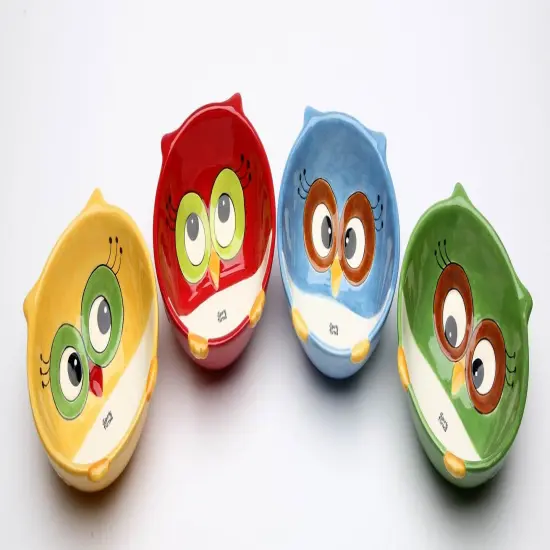 Ceramic Set Of 4 Owl Bowls, Home Décor, Gift for Her, Gift for Mom, Kitchen Décor, Birdwatcher Gift {3}