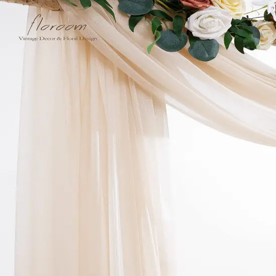 Wedding Arch Draping Fabric 2 Panels 20Ft Nude Chiffon Fabric Drapes Arbor Drapery Wedding Ceremony Reception Swag Decorations {5}