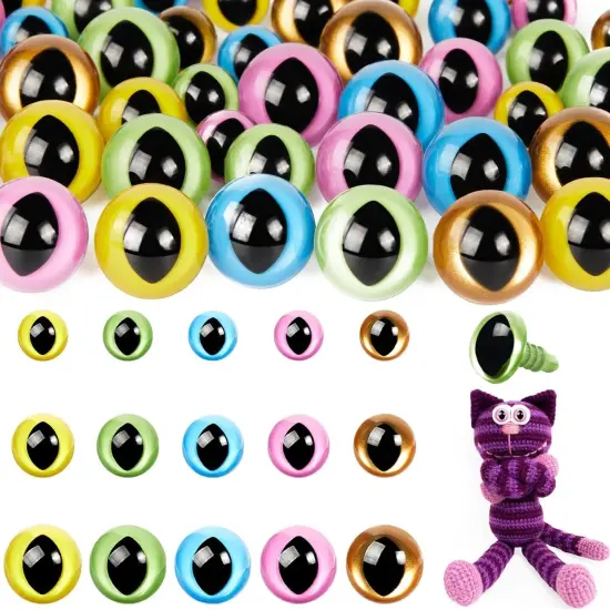 80pcs 12-18mm Plastic Safety Eyes for Amigurumi Cat Eyes {1}
