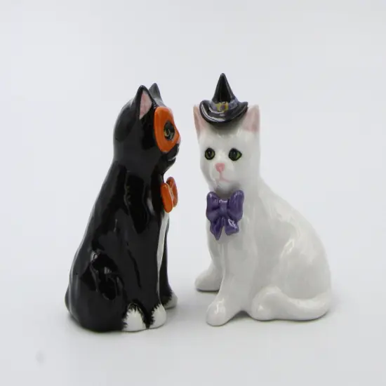 Ceramic Black and White Cats in Costumes Salt and Pepper, Home D&eacute;cor, Gift for Her, Mom, Kitchen D&eacute;cor, Cat Lovers Gift, Pet Loss Gift {5}