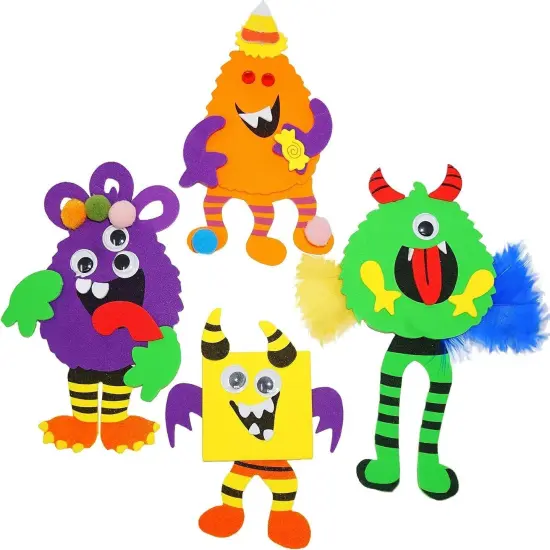 4E's Novelty Halloween Crafts for Kids (12 Pack) Silly Monsters Foam Magnet Fall Crafts Bulk, Halloween Party Activities for Kids Ages 3-5, 4-8 {1}