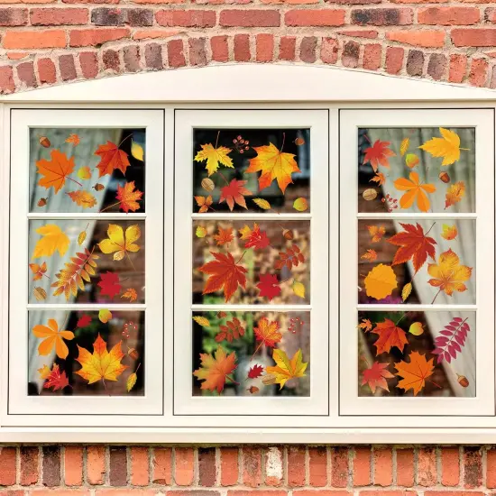 216 Pcs Fall Window Clings Stickers Fall Window Decorations {5}