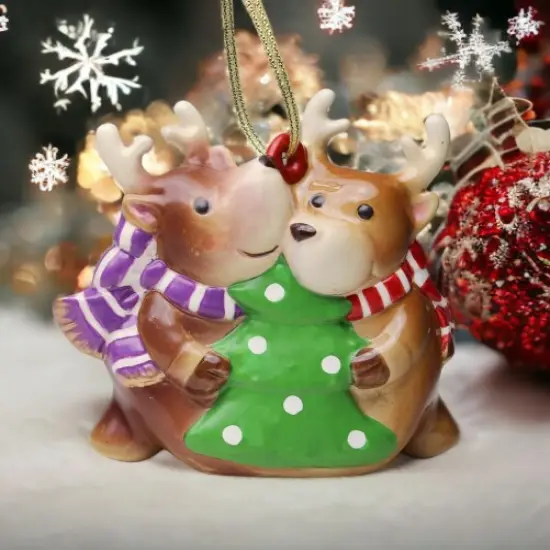 Ceramic Christmas Reindeers Ornament, Home D&eacute;cor, Gift for Her, Gift for Mom, Kitchen D&eacute;cor, Christmas D&eacute;cor {2}