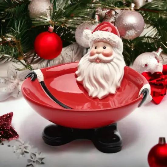 Ceramic Christmas Decor Santa Claus Candy Bowl, Home D&eacute;cor, Gift for Her, Gift for Mom, Kitchen D&eacute;cor, Christmas D&eacute;cor, Office Decor {3}
