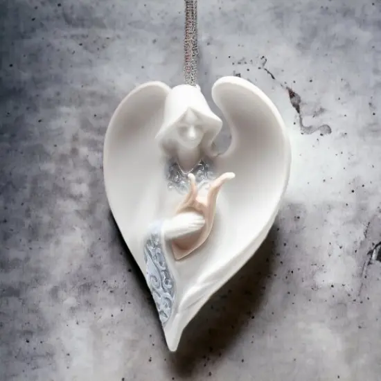 Ceramic Angel With Harp Ornament, Home Décor, Religious Décor, Religious Gift, Church Décor, Baptism Gift {2}