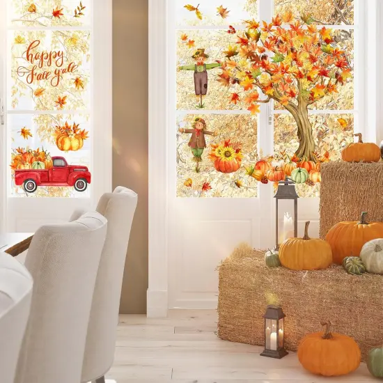 Fall Maple Leaves Wall Decals Tree Scarecrow Pumpkin Truck {4}
