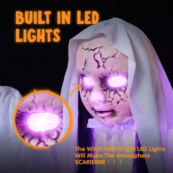 43" Outdoor Halloween Decoration - Scary Girl with Light-up Head {3}