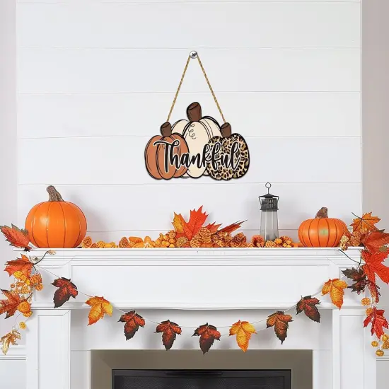 Fall Door Decor Thankful Sign Leopard Fall Pumpkin Wall Decor {5}