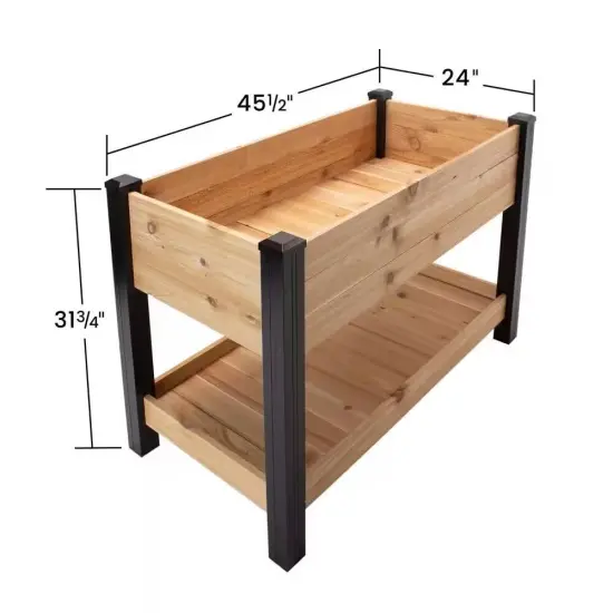 Natural Cedar Raised Garden Bed with Shelf 2x4ft Elevated Planter {5}