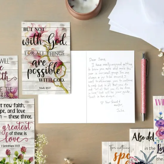 60 Pack Christian Inspirational Cards with Envelopes, Religious Encouragement Scripture, Bible Verses (6 Floral Designs, 5.98 x 4.02 x 0.1 inches) Multicolor {2}