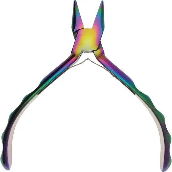 The Beadsmith Chroma Series Chain Nose Pliers, 5.5 inches (140mm), stainless-steel head, rainbow titanium coating, contoured comfort grip handle and double-leaf spring, tool for jewelry making {1}