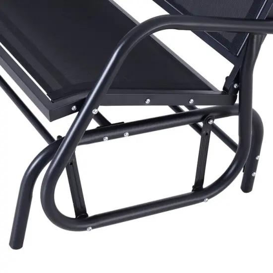 Outdoor Mesh Swing Glider 2 Seat Patio Rocker Dark Grey {3}