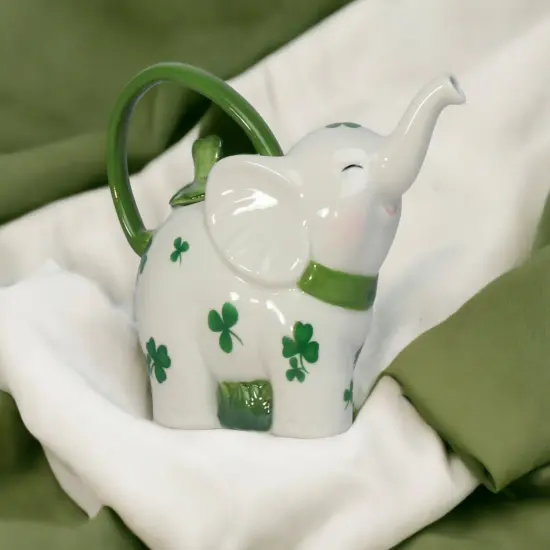 Ceramic Shamrock Design Elephant Teapot, Home D&eacute;cor, Gift for Her, Gift for Mom, Kitchen D&eacute;cor, Irish Saint Patrick&rsquo;s Day D&eacute;cor {1}