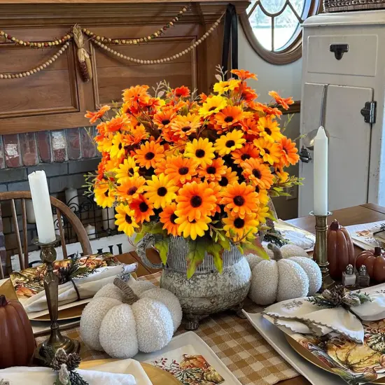 6 Bundles Artificial Mums (Orange& Yellow) {5}