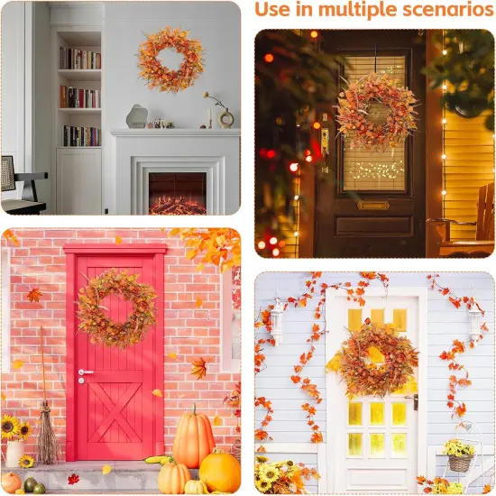 22 Inch Artificial Fall Autumn Wreath with Eucalyptus Leaves {3}