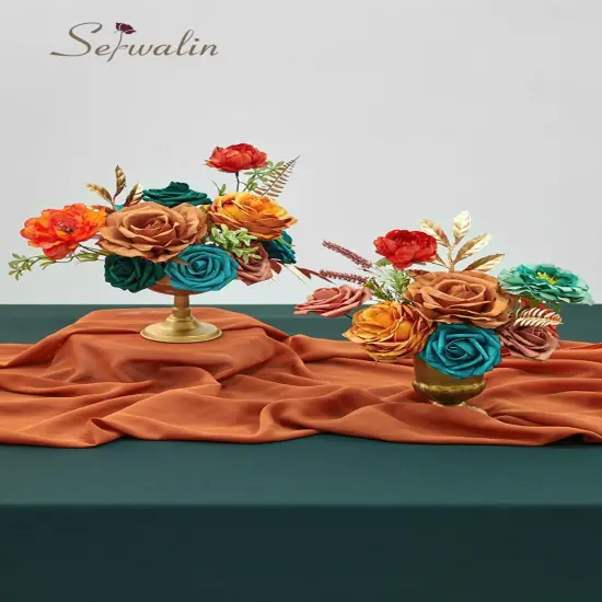 Artificial Fall Floral - Athens Orange Teal Blue {4}