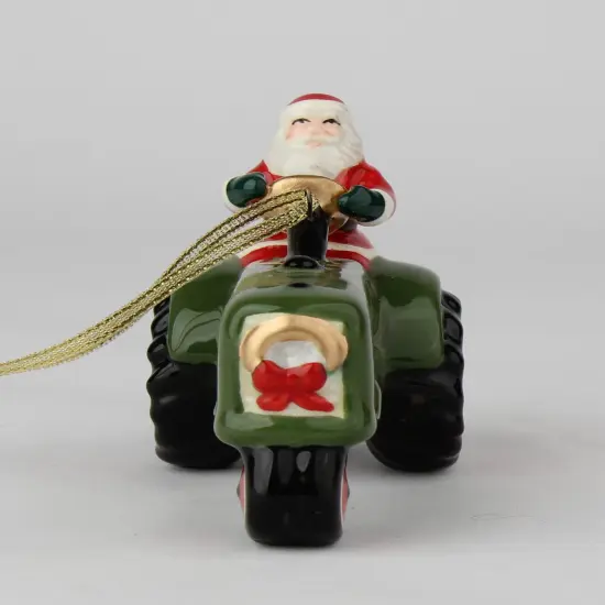 Ceramic Santa On Green Tractor Ornament, Gift for Him or Dad, Kitchen D&eacute;cor, Christmas D&eacute;cor, Gift for Farmer, Farmhouse Decor {3}