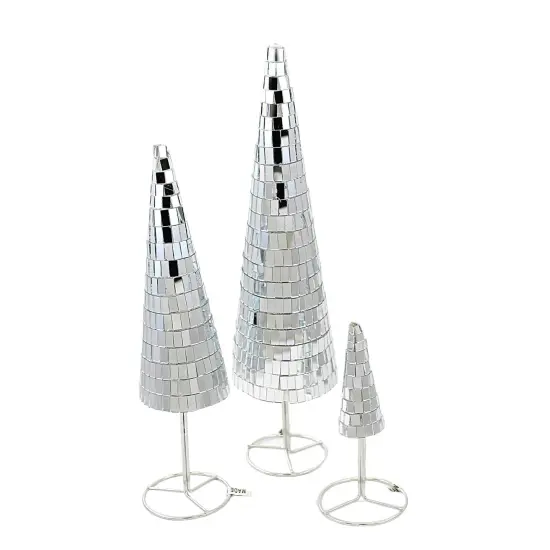 Cody Foster 12.0 Inch Small Mirrored Trees Christmas Decorative Tree Set , Christmas Decor Reflect Set Of 3 Silver {1}