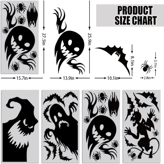 4 Sheet Spooky Monster Window Cling Sticker {2}