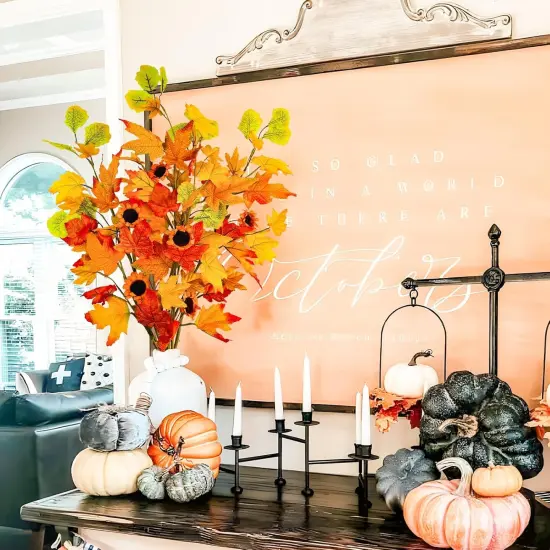 6 Pcs Fall Maple Leaves Branches - 27.6in {2}