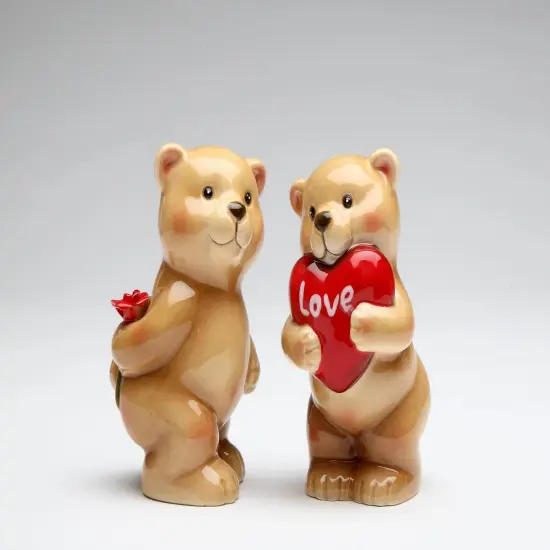 Ceramic Valentines Day Teddy Bear Salt and Pepper Shakers, Home D&eacute;cor, Gift for Her, Kitchen D&eacute;cor, Wedding D&eacute;cor or Gift, Wedding Favor {3}