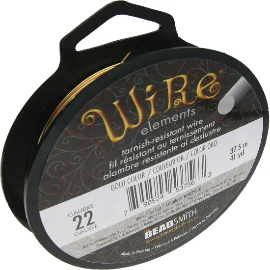The Beadsmith Wire Elements 20-Gauge Lacquered Tarnish-Resistant Copper Wire for Jewelry Making, 26 Yard, 23.77 Meter, &frac14; Pound Spool (Gold Color) {2}