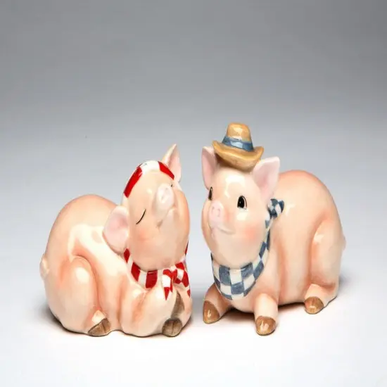 Ceramic Cowboy Pigs Salt & Pepper Shakers, Home Décor, Gift for Her, Gift for Mom, Kitchen Décor, Farmhouse Décor {3}