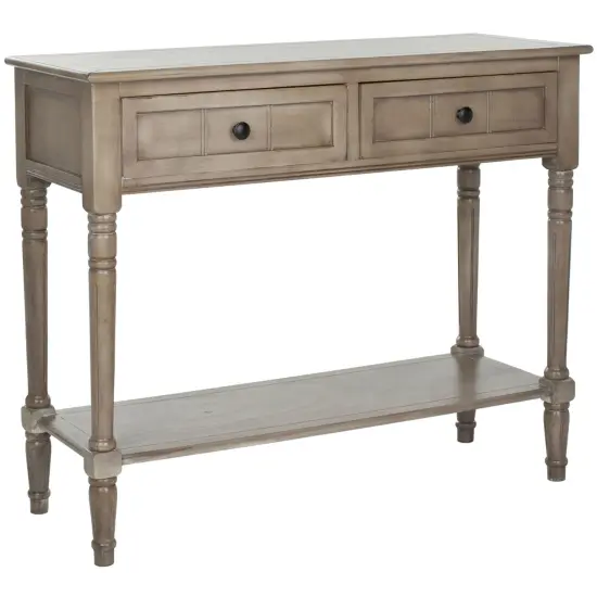 35.8" Wide Distressed Cream Wood Entryway Side Console Table with Drawers and Shelf for Living Room {3}