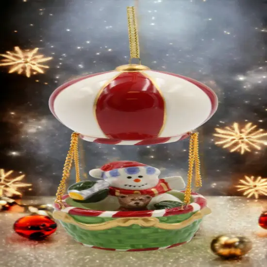 Ceramic Christmas Snowman Hot Air Balloon Ornament, Home D&eacute;cor, Gift for Her, Gift for Mom, Kitchen D&eacute;cor, Christmas D&eacute;cor {1}