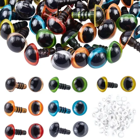 10mm Craft Eyes Amigurumi Cat Eyes with 70pcs Washers {1}