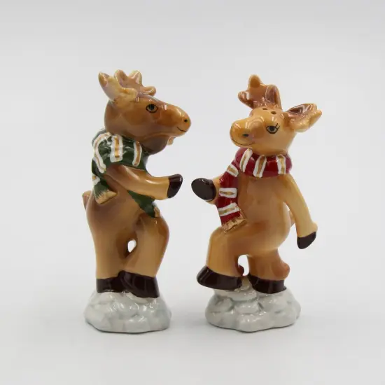 Ceramic Christmas Dancing Moose Salt & Pepper Shakers, Home Décor, Gift for Her, Gift for Mom, Kitchen Décor, Christmas Décor {3}