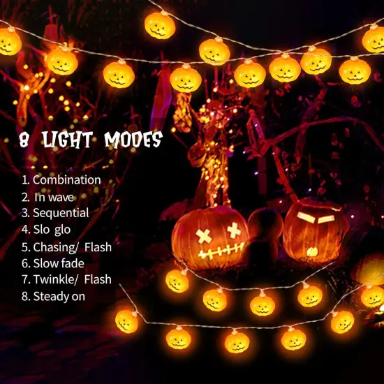 20 LED Halloween String Lights Battery Operated - 9.8 FT (Mini Pumpkin) {3}