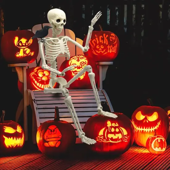 3FT Full Body Posable Halloween Skeleton - Halloween Decorations {1}