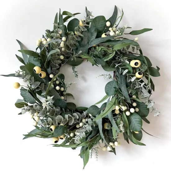 22 Inch All Season Greenery Wreath {1}