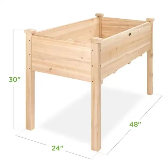Natural Cedar Wood Raised Planter Box Outdoor Bed with Drainage {5}