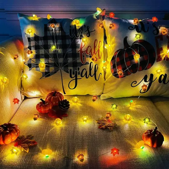 [8 Mode & Timer] 60LED 20Ft Fall Lights Pumpkin Maple Lights {4}