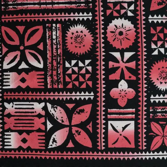 1 Yard Traditional Polynesian Tapa Design Peachskin Fabric 45 Inch Width Red {4}