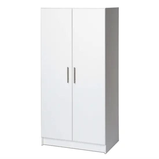 White Deep Storage Cabinet with Adjustable Shelves Durable Melamine Doors for Garage Utility {3}