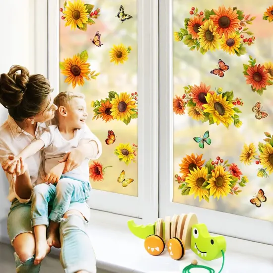 Sunflower Window Clings Large Size Sunflower Window Decals Fall {5}