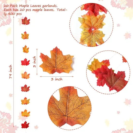 20 Pieces Fall Maple Leaf Decor Garland {2}